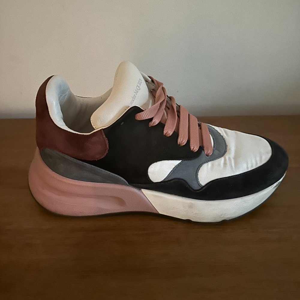 Alexander McQueen Exaggerated-Sole Suede and Mesh Sneakers